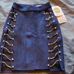 Blue suede skirt